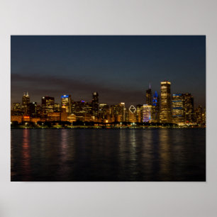 Chicago Night Cityscape Poster