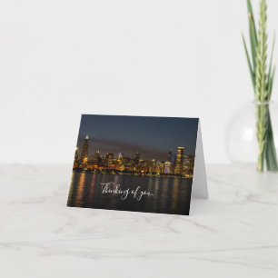 Chicago Night Cityscape Thinking Of You Card