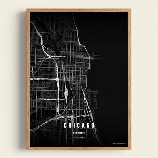 Chicago Noir Map Print Wall art Poster Gift Idea (Creator Uploaded)