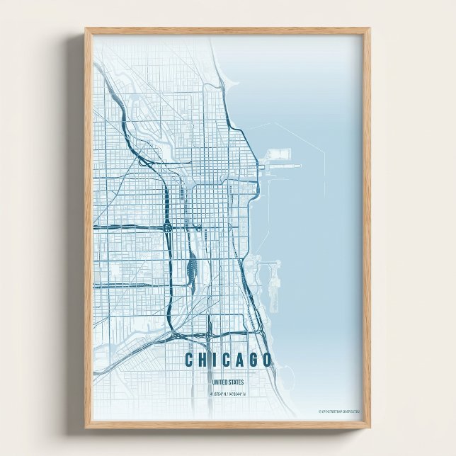 Chicago Ocean Map Print Wall art Poster Gift Idea (Creator Uploaded)