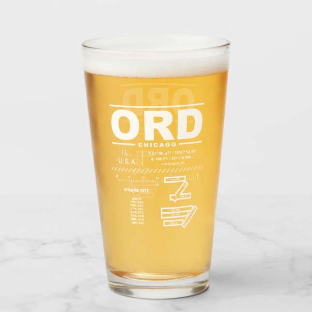 Chicago O'Hare International Airport ORD Glass (Front Filled)