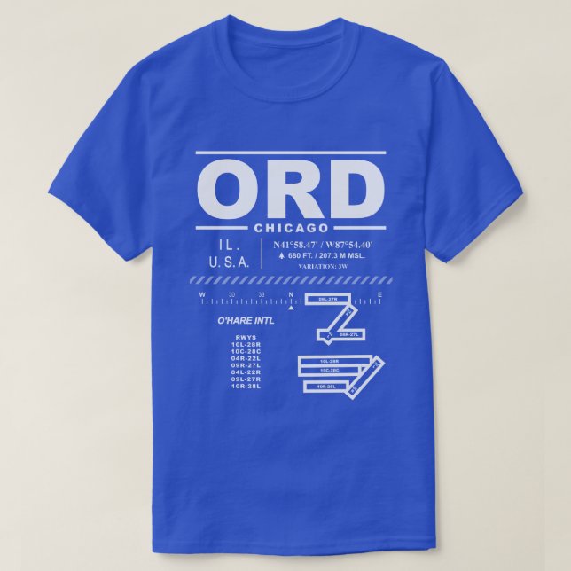 Chicago O'Hare International Airport ORD T-Shirt (Design Front)