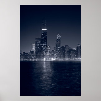Chicago On The Lake, Black & White Poster