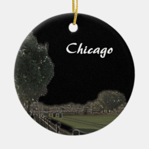 Chicago Park Blackened Skies Ceramic Tree Decoration