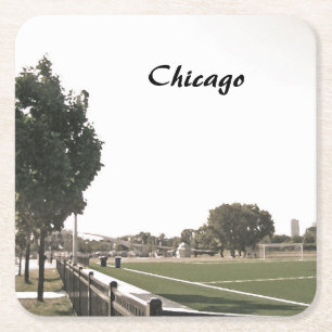 Chicago Park In Sepia Tones Square Paper Coaster