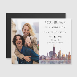 Chicago Photo Wedding Save The Date Magnetic Invitation