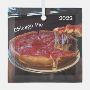 Chicago Pie Deep Dish, Glass Tree Decoration