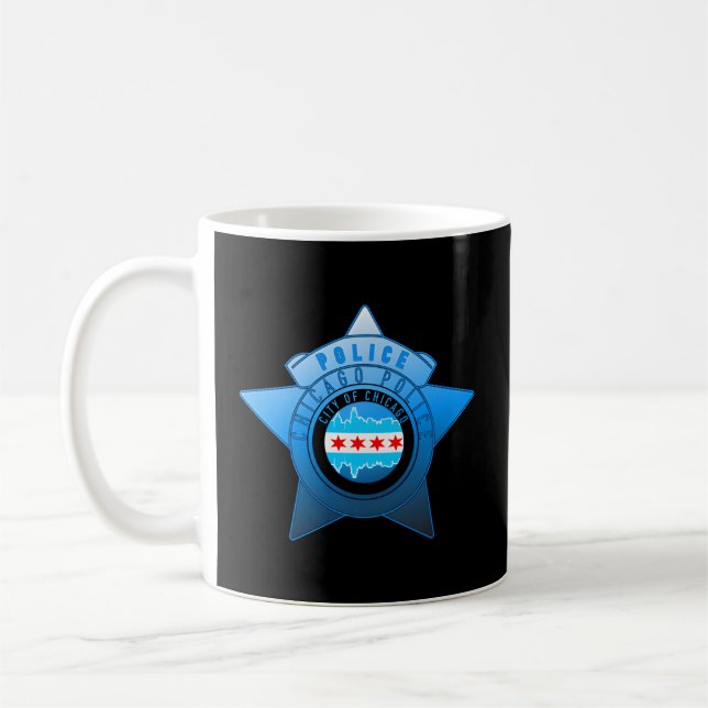 Chicago Police Cpd Chicago Flag And Police Badge Coffee Mug (Left)