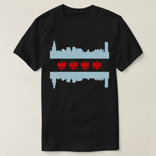 Chicago Polish American Flag Skyline Polska Poland T-Shirt (Design Front)