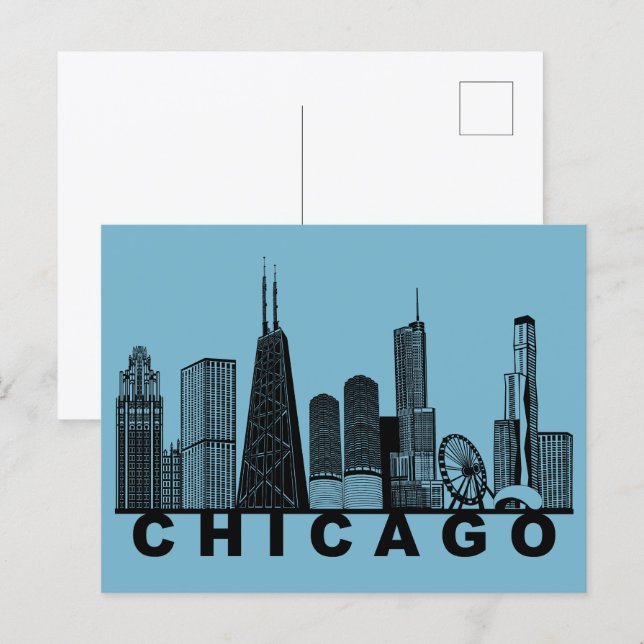Chicago Postcard – Iconic Skyline Silhouette  (Front/Back)