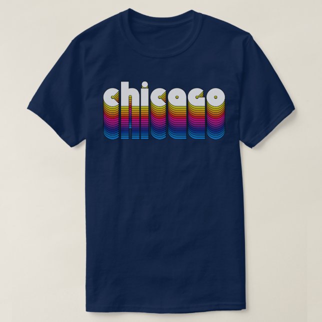 Chicago Pride Retro Rainbow Design T-Shirt (Design Front)