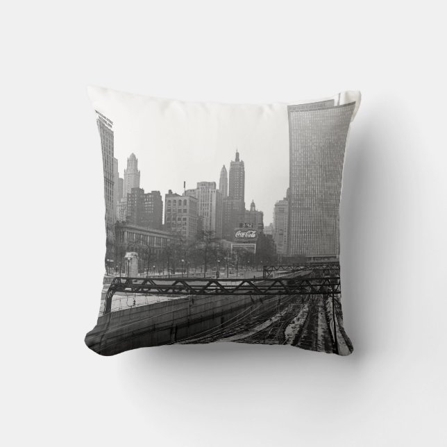 Chicago Rail Yards Downtown Railroad Cushion (Front)
