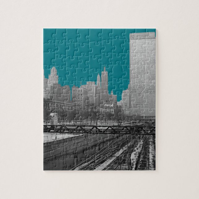 Chicago Rail Yards Michigan Avenue 1960's Photo Jigsaw Puzzle (Vertical)