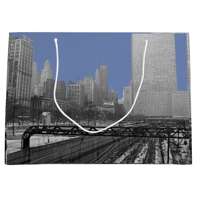 Chicago Rail Yards Railroad Downtown 1960's PHoto Large Gift Bag (Front)