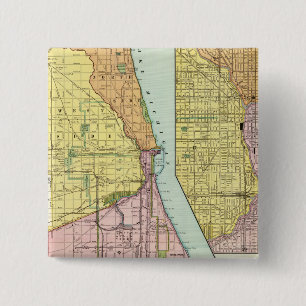 Chicago Railway Terminal Map 15 Cm Square Badge