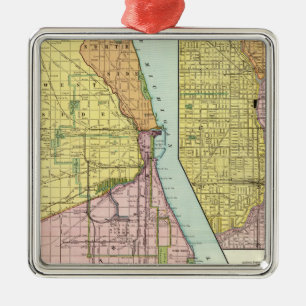 Chicago Railway Terminal Map Metal Ornament