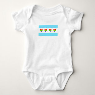 Chicago Rainbow Hearts Flag Baby Bodysuit