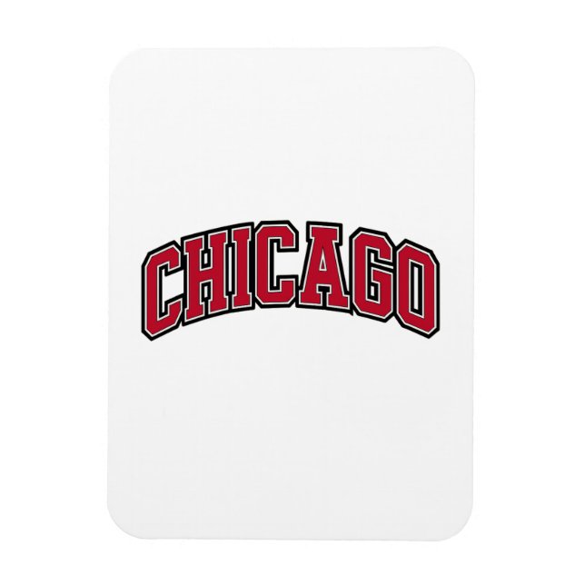 Chicago Red Block Varsity Style Text Design Magnet (Vertical)