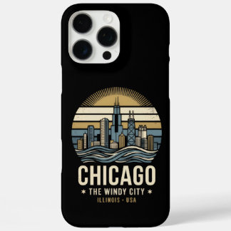 Chicago Retro Skyline Travel Design iPhone 16 Pro Max Case