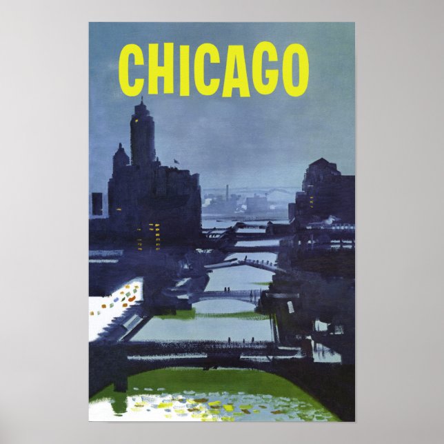 Chicago.  Retro Style Travel poster (Front)