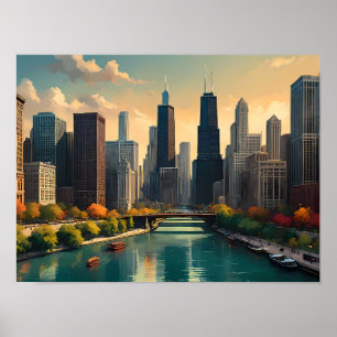 Chicago Retro Vibes – Classic Cityscape Poster