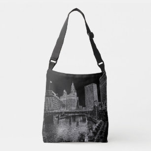 Chicago River 1967 Wrigley Building Sun Times Bldg Crossbody Bag