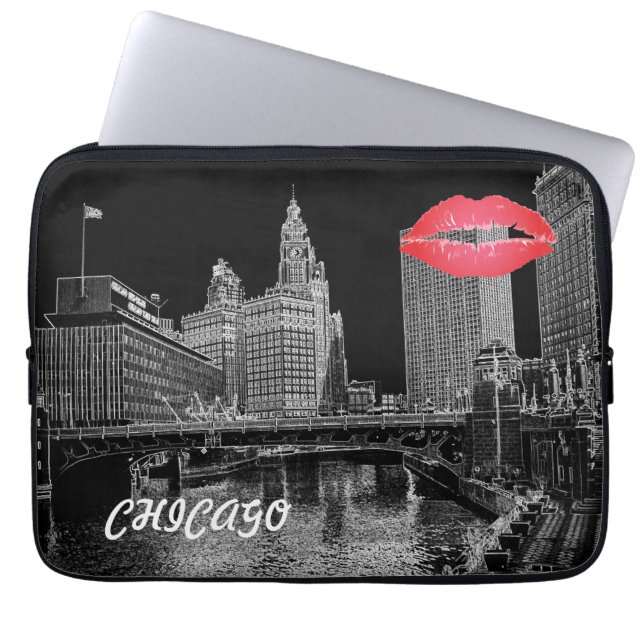 Chicago River 1967 Wrigley Building Sun Times Bldg Laptop Sleeve (Front)