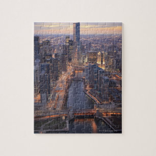 Chicago River and Trump Tower from above Jigsaw Puzzle
