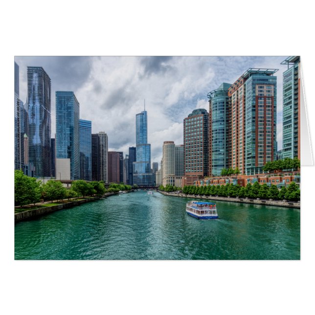 Chicago River and Trump Tower Greeting Card (Front Horizontal)