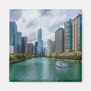 Chicago River and Trump Tower Magnet