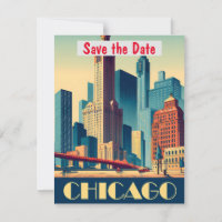 Chicago River Bridge Sunset Invitation