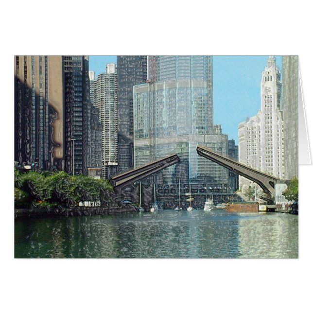 Chicago River Columbus Drive Boat Scene (Front Horizontal)