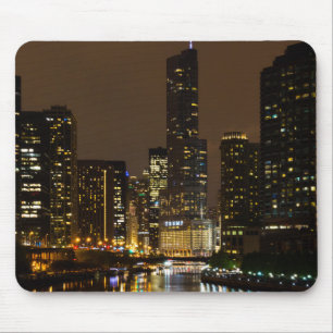 Chicago River Night Storm Mouse Pad