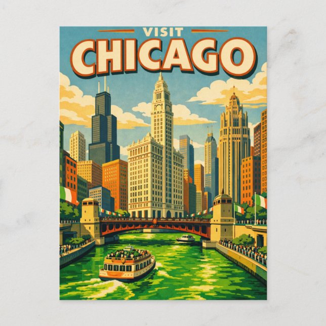 Chicago River Saint Patricks day postcard (Front)