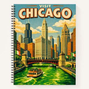 Chicago River Saint Patricks day postcard Notebook