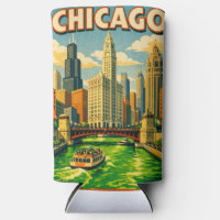 Chicago River Saint Patricks day postcard