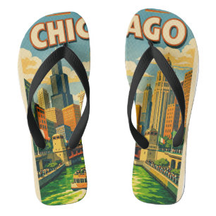 Chicago River Saint Patricks day postcard Thongs