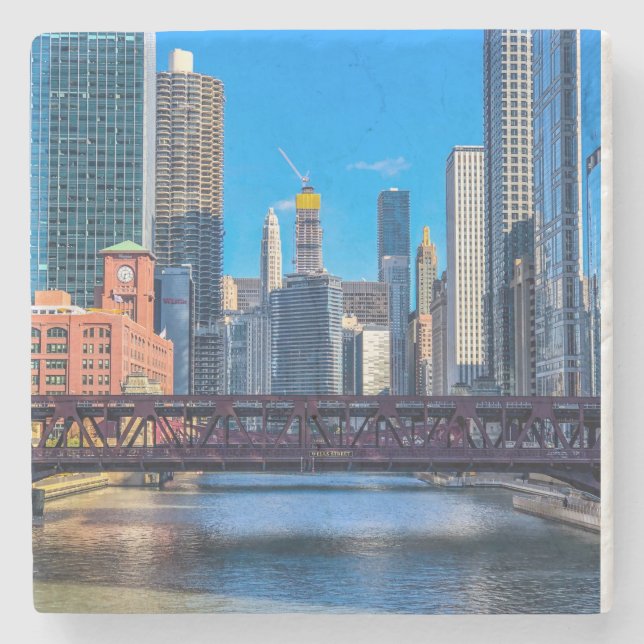 Chicago River Stone Coaster (Front)