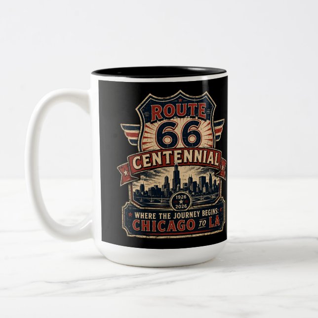 Chicago Route 66 Centennial Kitchenware Two-Tone Coffee Mug (Left)