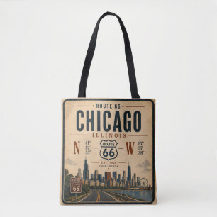 Chicago Route 66 Coordinates Market Tote Bag