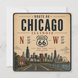Chicago Route 66 Retro Travel Card