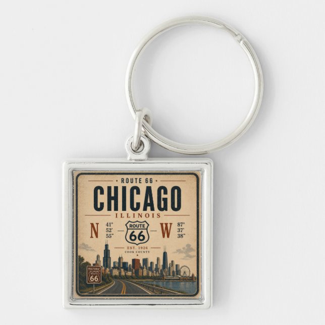 Chicago Route 66 Souvenir Key Ring (Front)