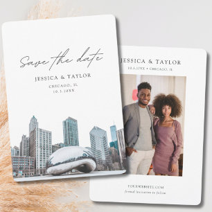 Chicago Save the Date Downtown Chicago Wedding Invitation