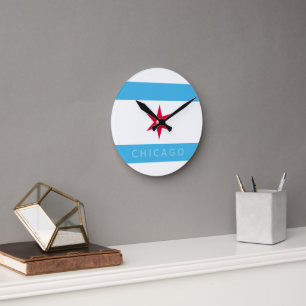Chicago Six Pointed Star Round Clock