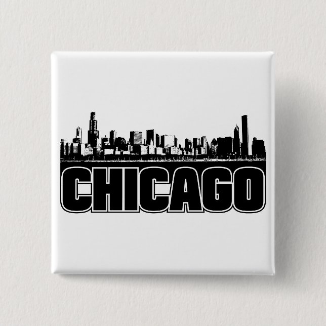 Chicago Skyline 15 Cm Square Badge (Front)