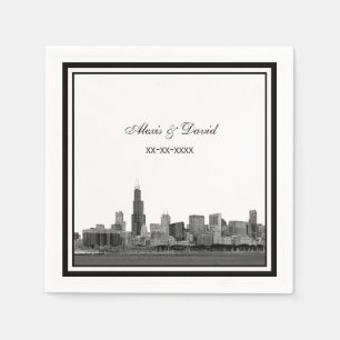 Chicago Skyline #2 Etched Framed Wedding Napkin