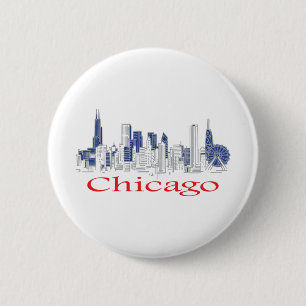 Chicago-Skyline 6 Cm Round Badge