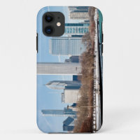 Chicago skyline across frozen Lake Michigan