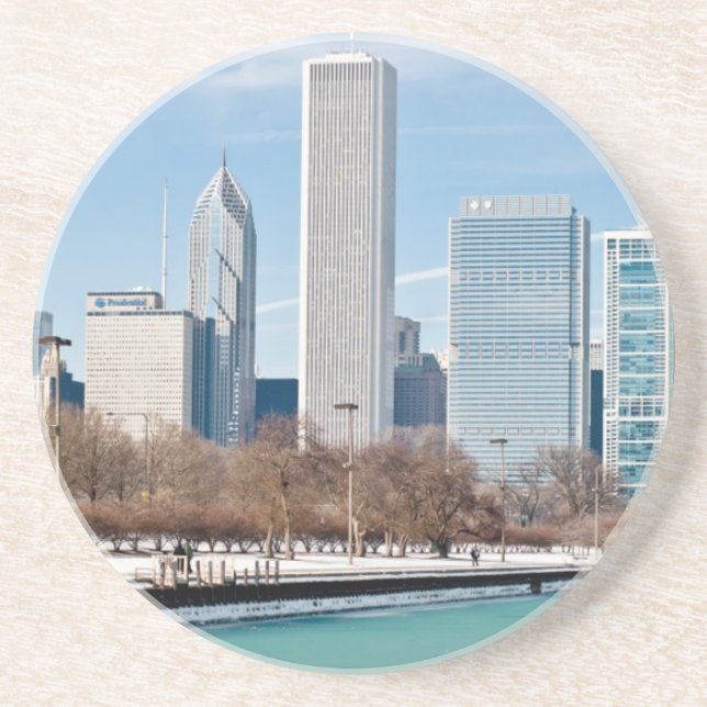 Chicago skyline across frozen Lake Michigan Coaster (Front)