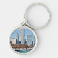 Chicago skyline across frozen Lake Michigan